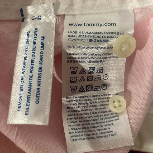 Tommy Hilfiger Long sleeve button down blue pink white color block shirt size XL - Picture 9 of 11